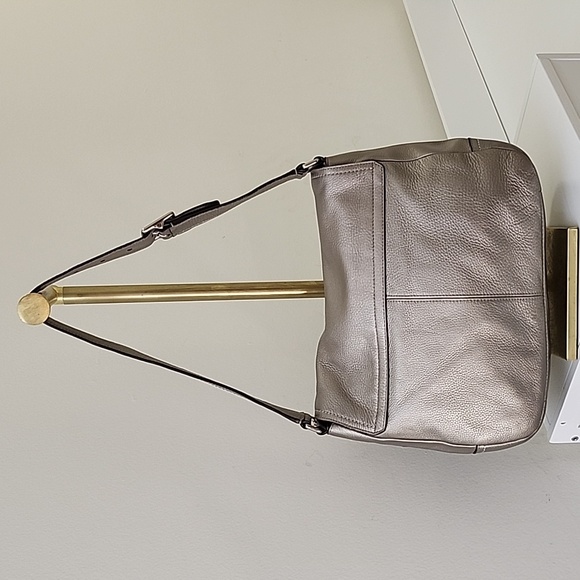 Coach Y2K Metallic Silver Flap Legacy Turnlock Pebbled Leather Hobo/Shoulder Bag - Picture 5 of 12